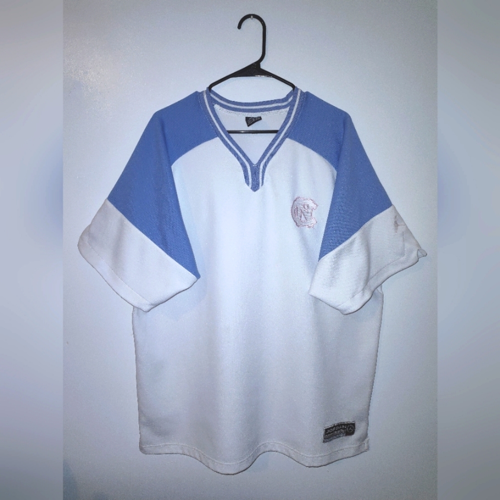 Air Jordan North Carolina Tar Heels Pastel Blue/Pink WarmUp Jersey Shirt Size XL